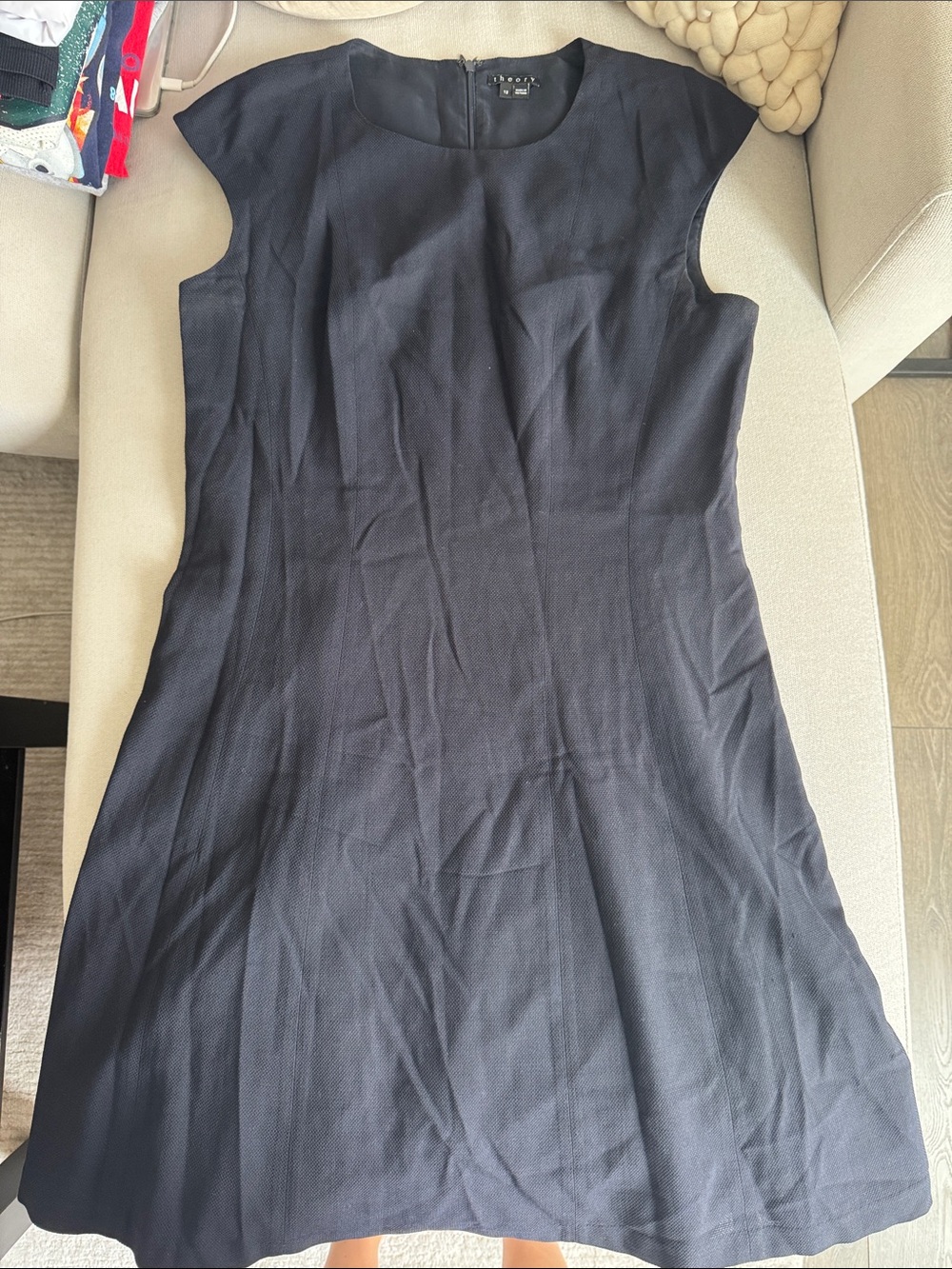Theory Black Cap-Sleeve Midi Dress